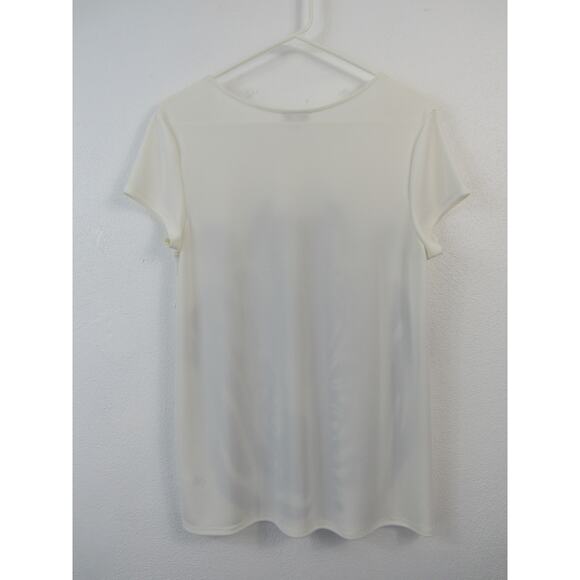 Express Medium White Zebra Print Short Sleeve Top Graphic Tee Rounded Neck - Picture 4 of 4